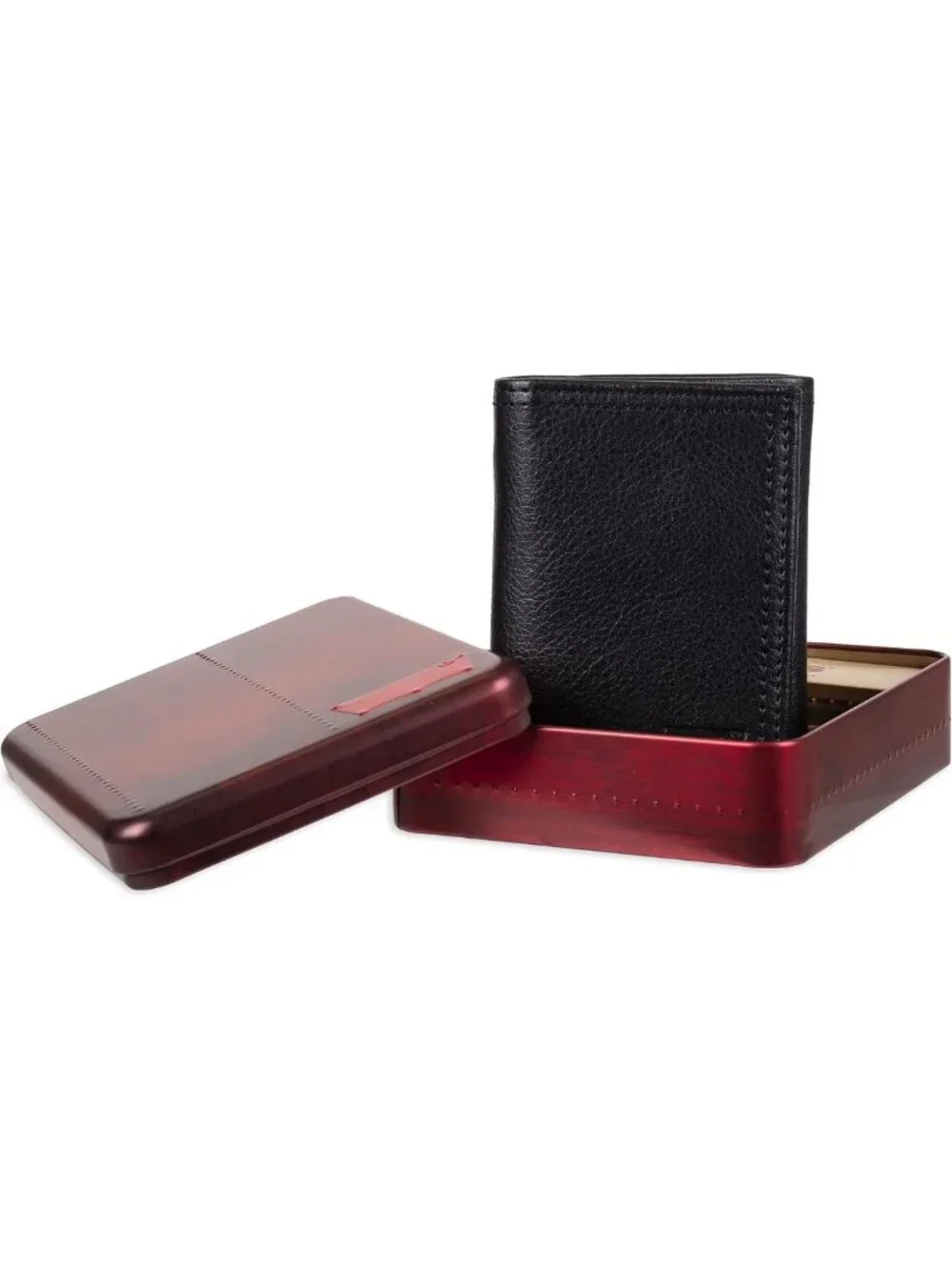 Sleek Slim Men's Trifold Wallet with ID Window & Credit Card Holder - Black